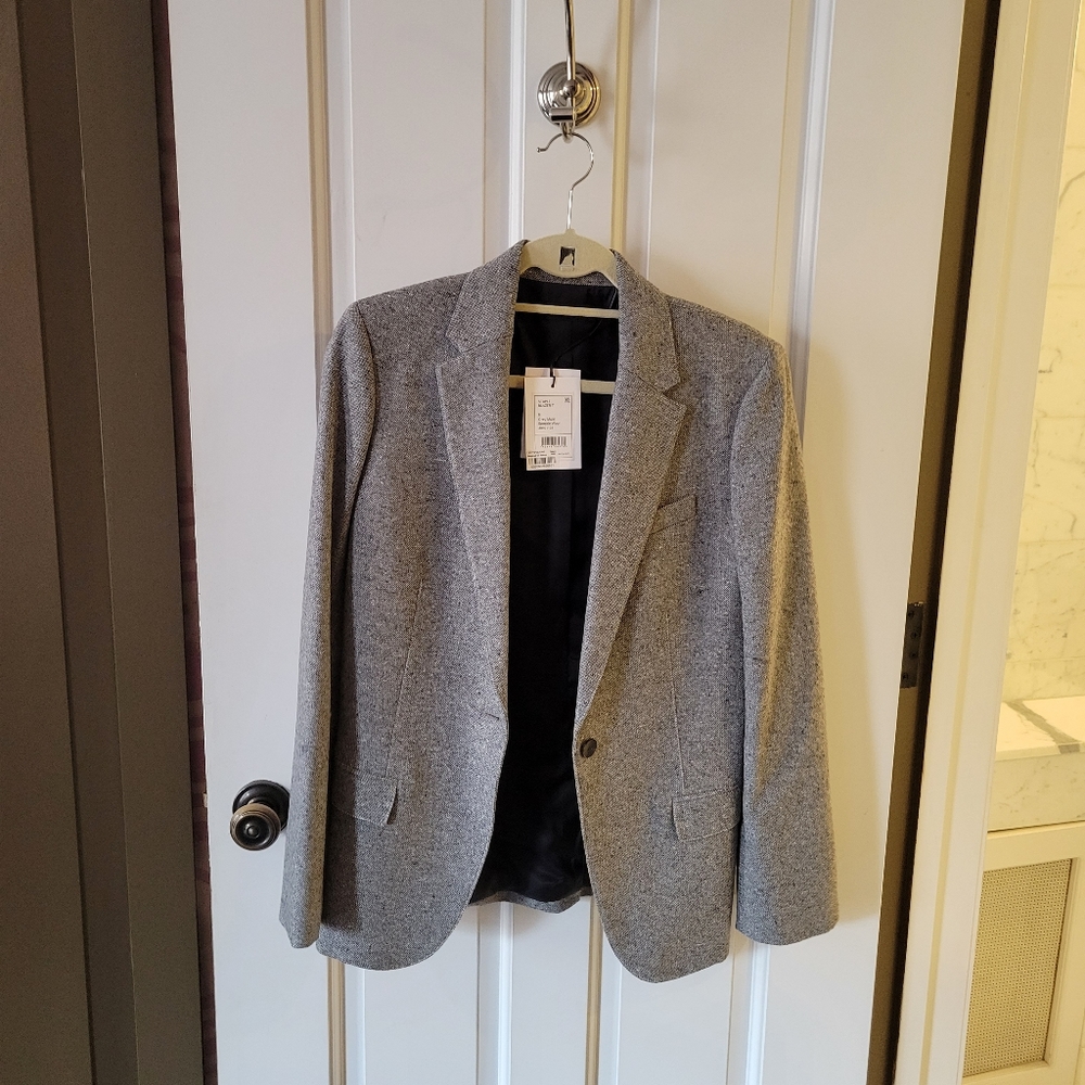Theory Grey Speckle Wool Blazer